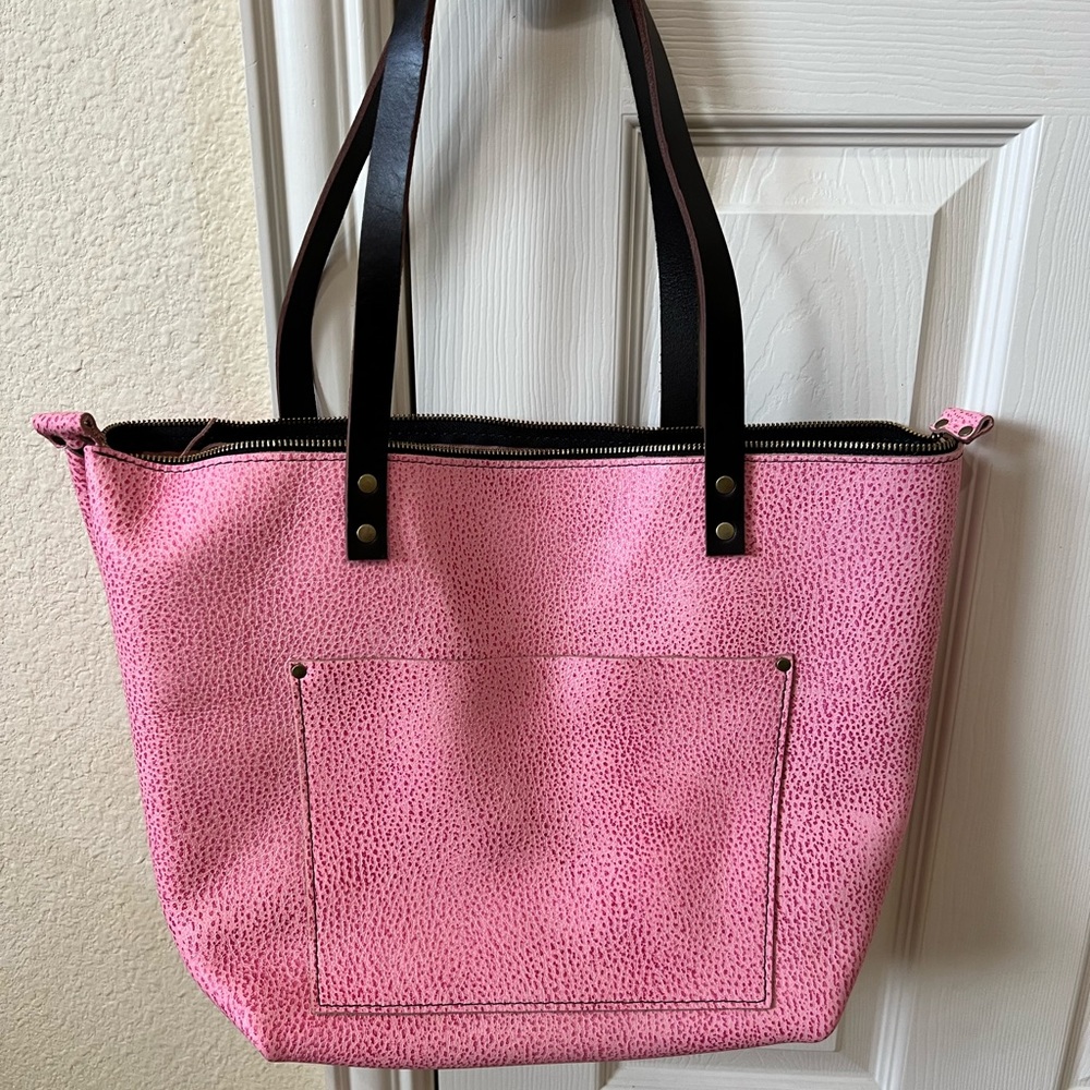 Portland Leather Goods Large Zippered Bubblegum Tote New